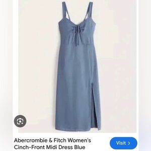 Abercrombie & Fitch cinch front midi blue dress